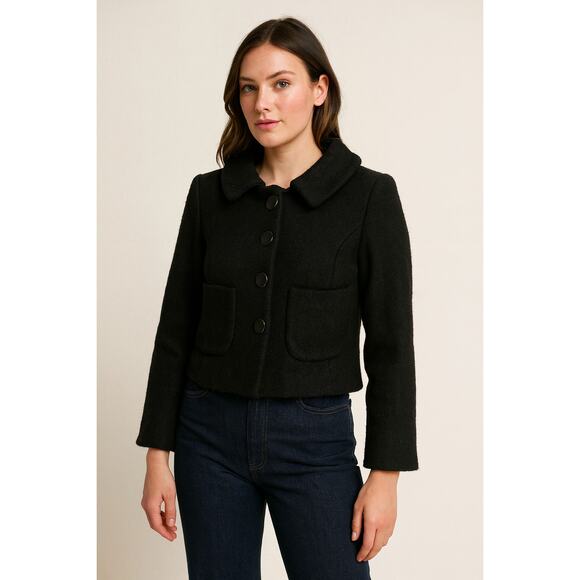 French Connection Womens Wool Pea Coat Size 4 Waist Length Wool Academia Preppy - Picture 1 of 7